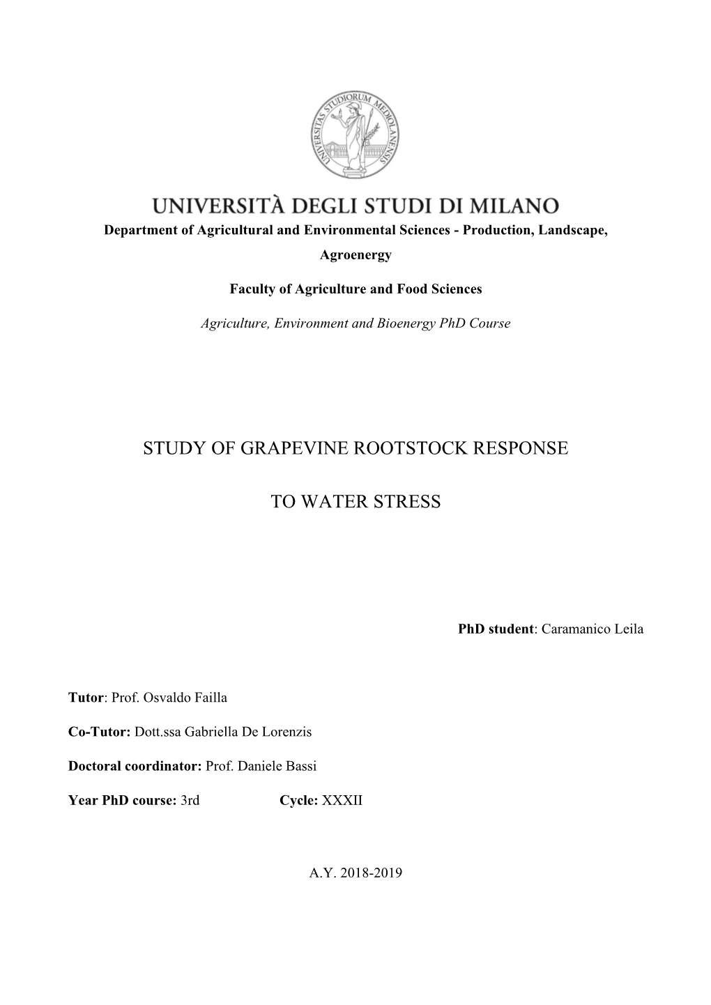 Study of Grapevine Rootstock Response To