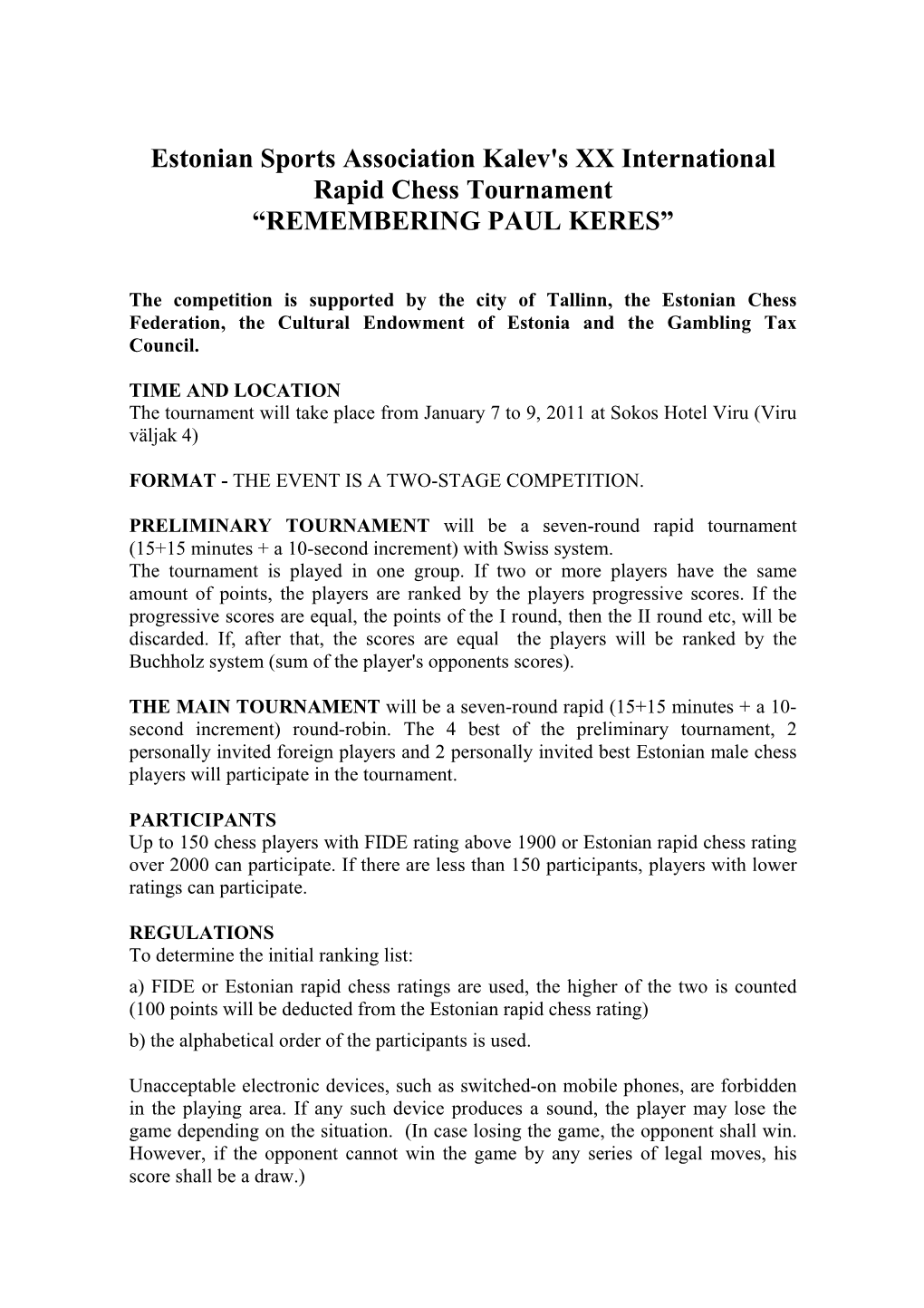 Paul Keres`95 Rapid Tournament