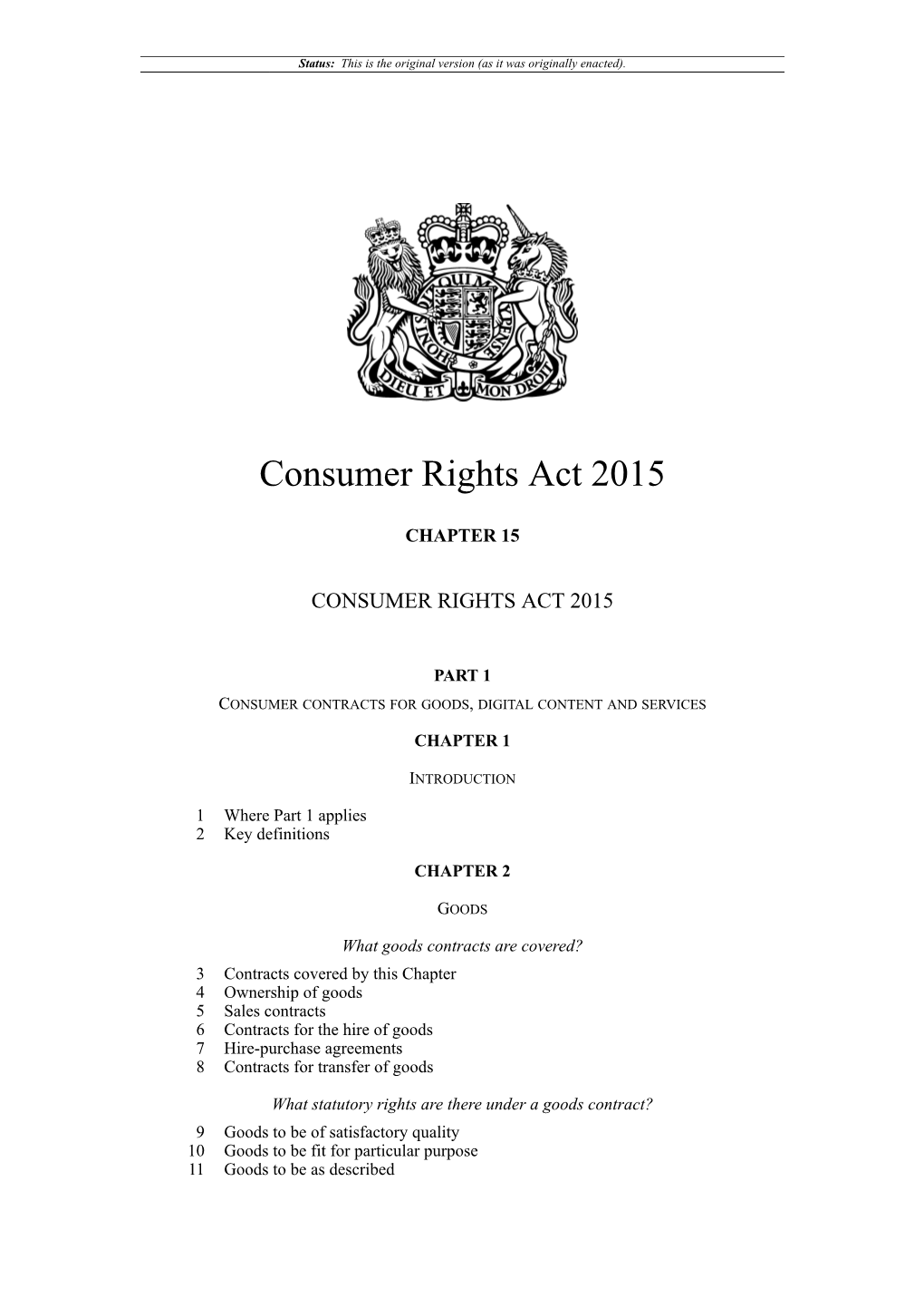 Consumer Rights Act 2015