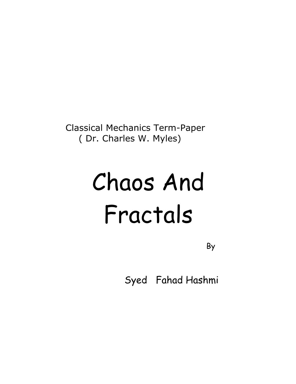 Classical Mechanics Term-Paper