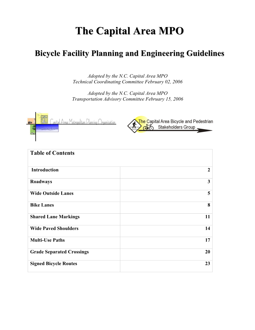 CAMPO Bicycle Facility Planning and Engineering Guidelines