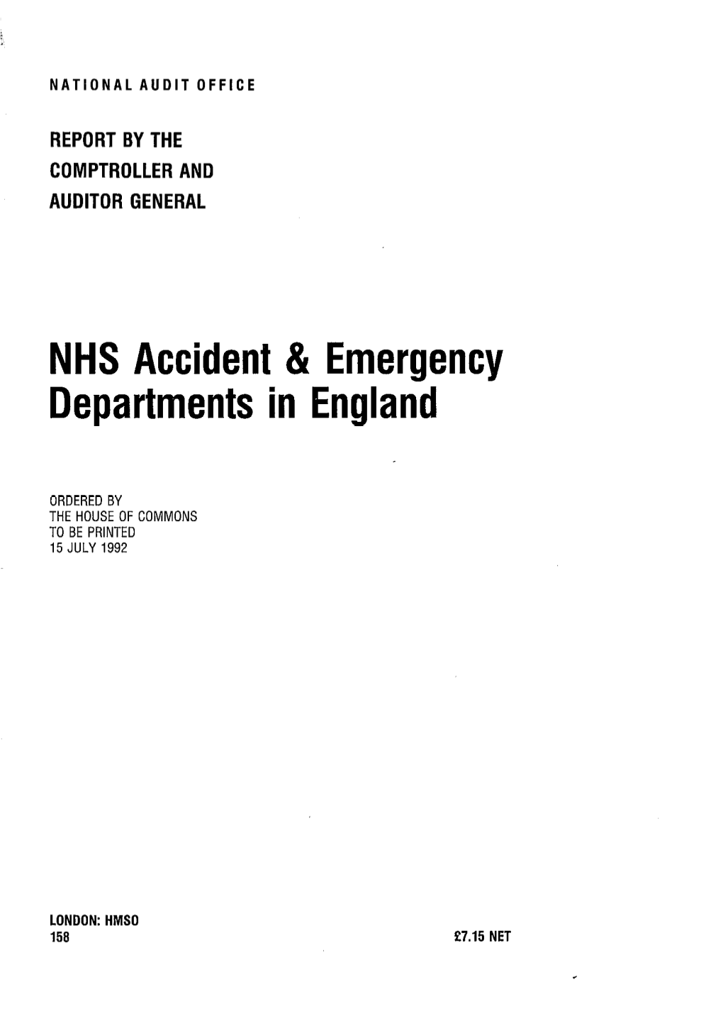 NHS Accident and Emergency Departments in England