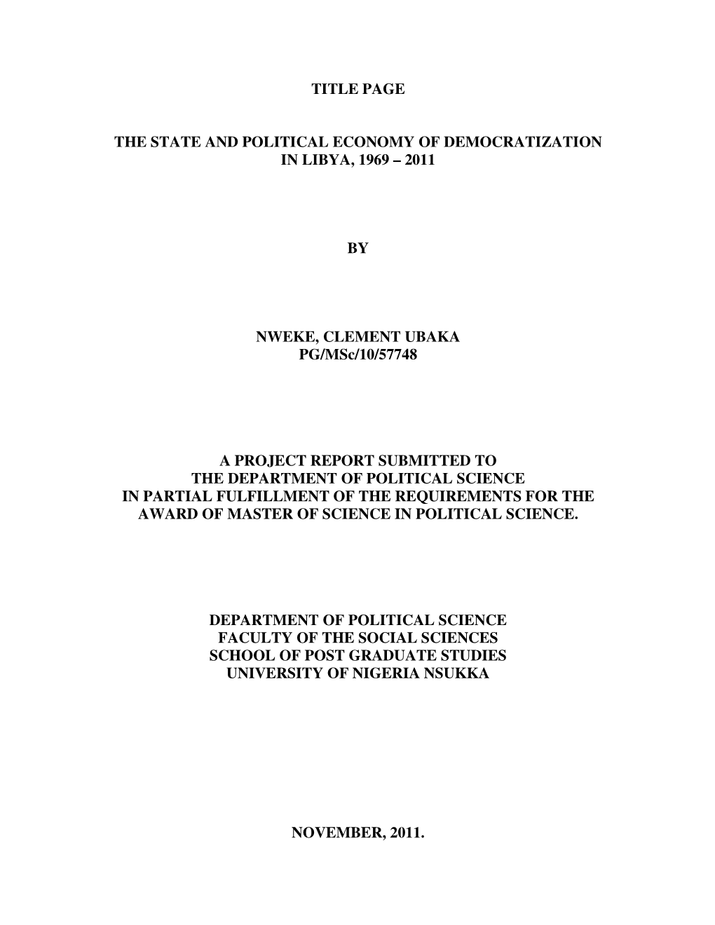 Title Page the State and Political Economy Of