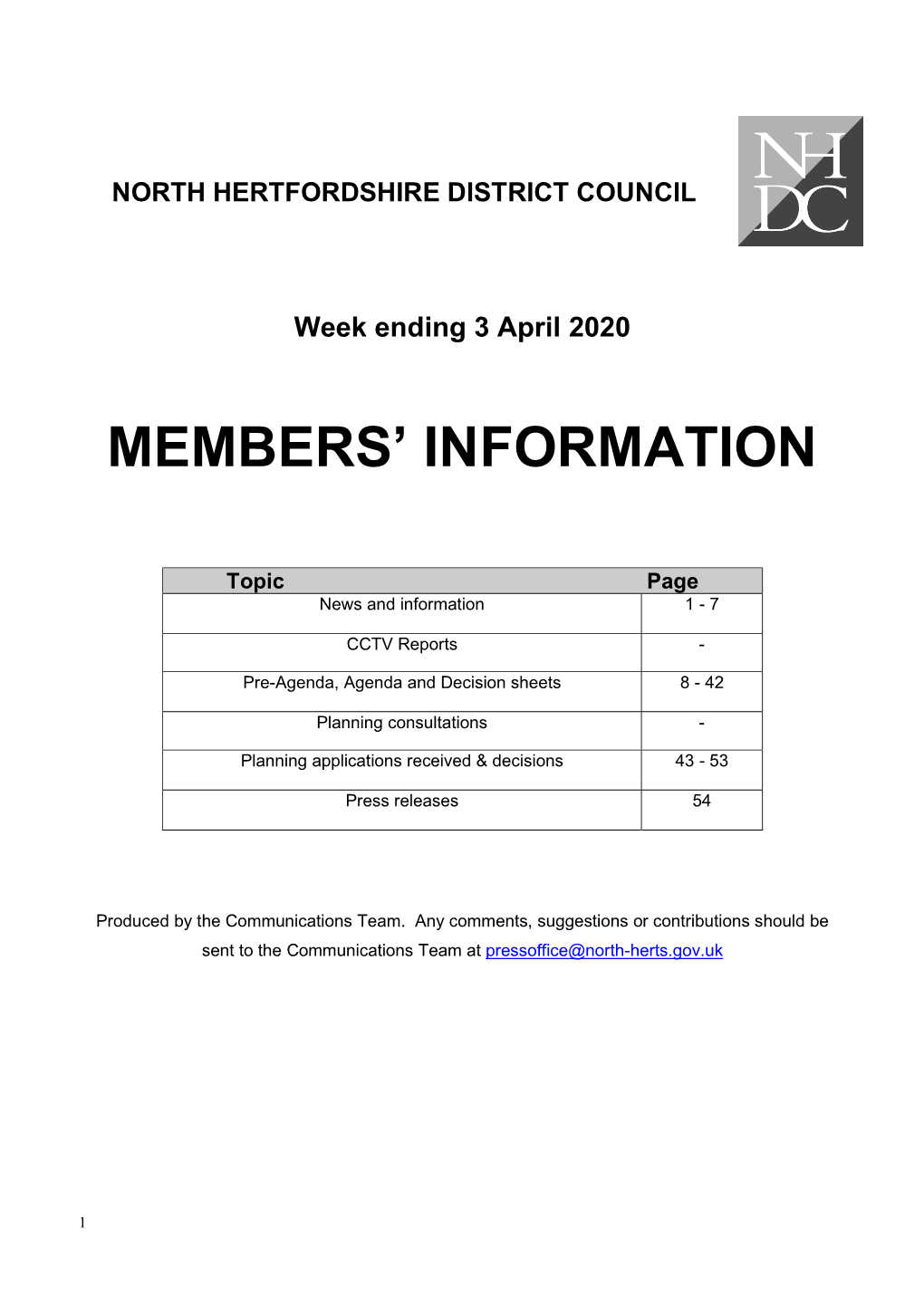 Members' Information Note