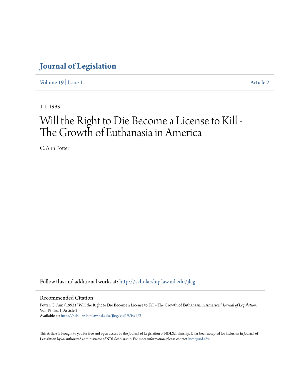 The Growth of Euthanasia in America C