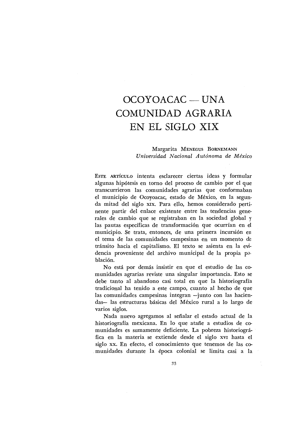 Ocoyoacac -— Una Comunidad Agraria En El Siglo Xix