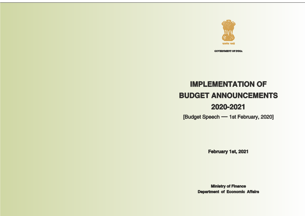 Implementation of Budget Announcements 2020-2021