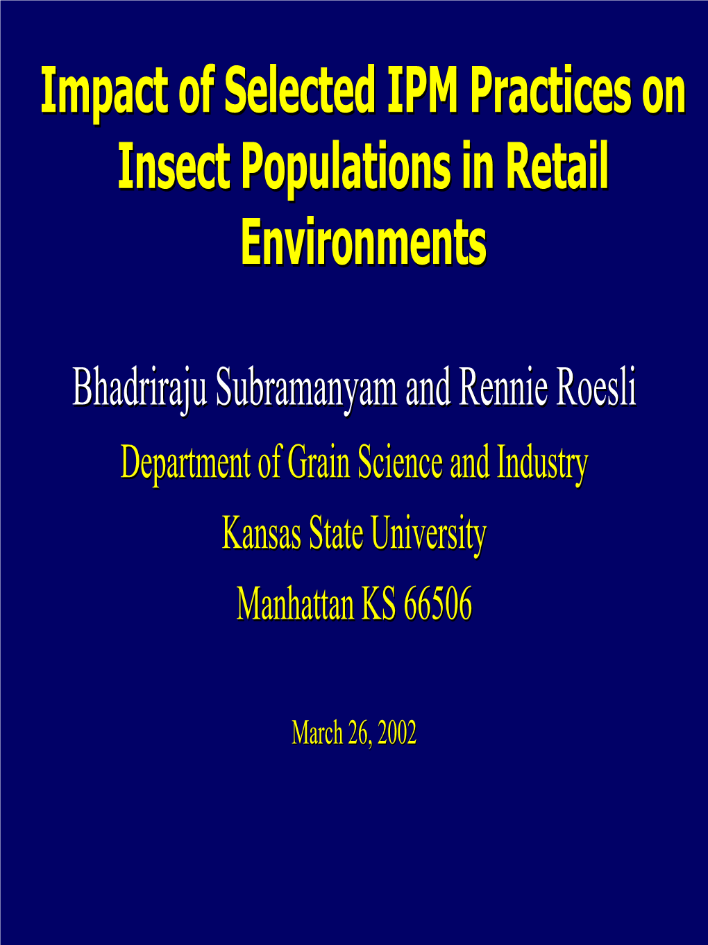 Insects in Retail Pet Stores and Their Management