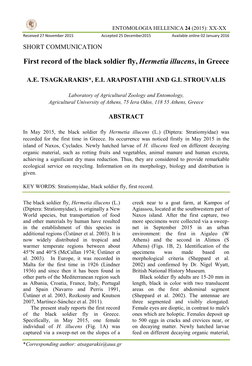 The Occurrence of Rhyndophorus Ferrugineus in Grecce and Cyprus and the Risk Against the Native Greek Palm Tree Rhoenx Theophr