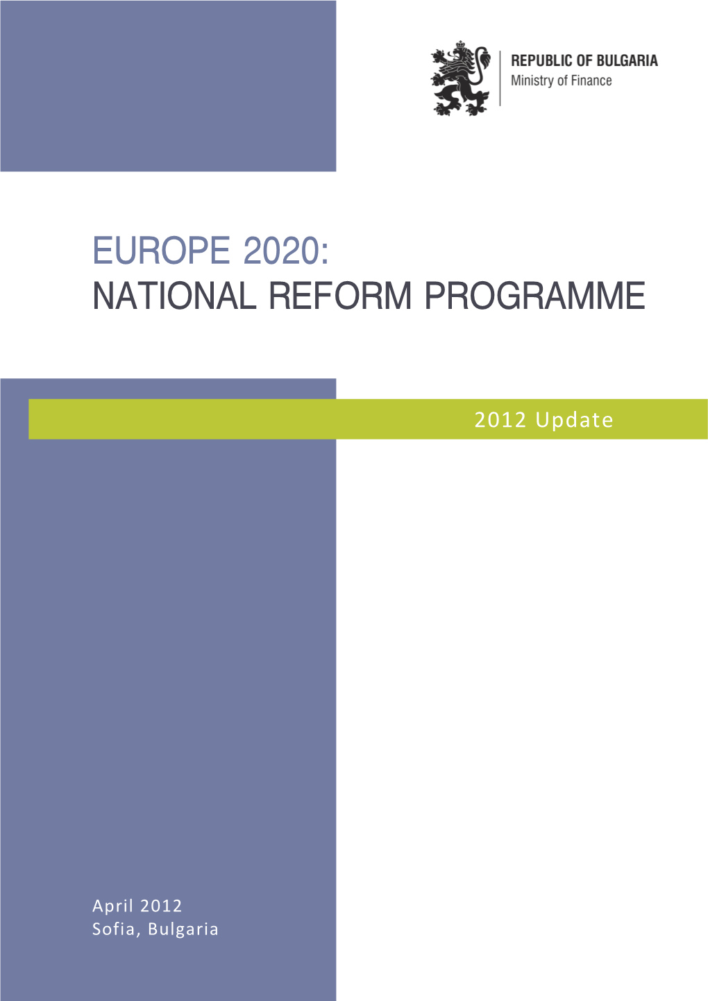 National Reform Programme of the Republic of Bulgaria