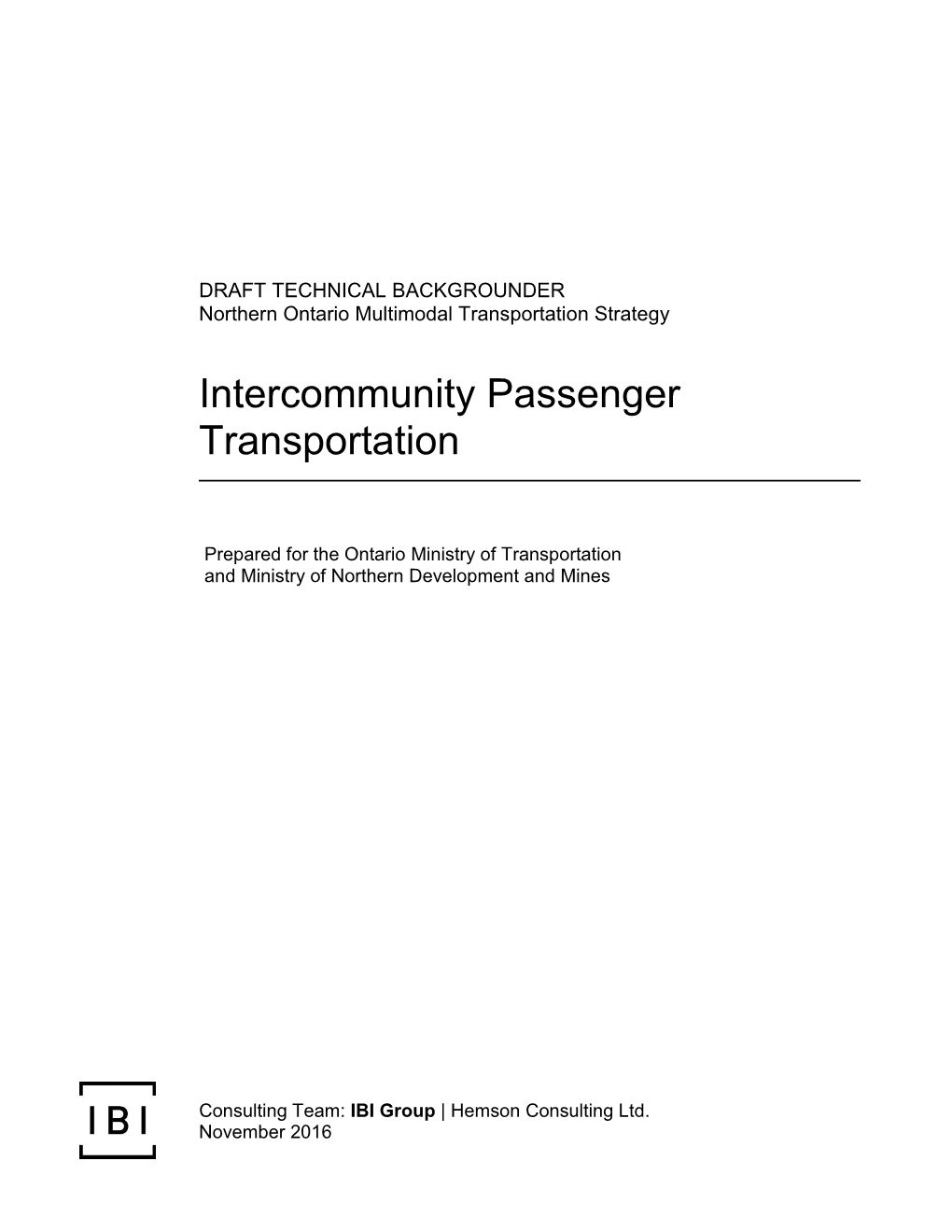 Passenger Transport Draft Technical Backgrounder