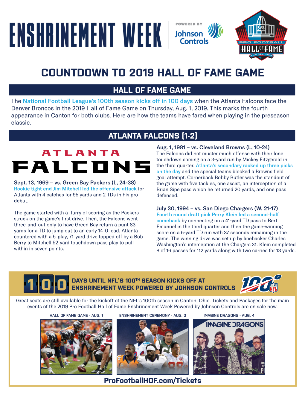 Countdown to 2019 Hall of Fame Game