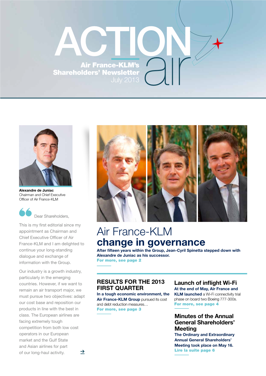 Air France-KLM’S Shareholders’ Newsletter July 2013