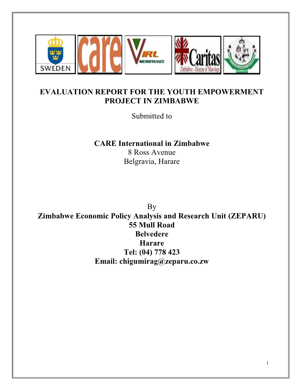 Evaluation Report for the Youth Empowerment Project in Zimbabwe