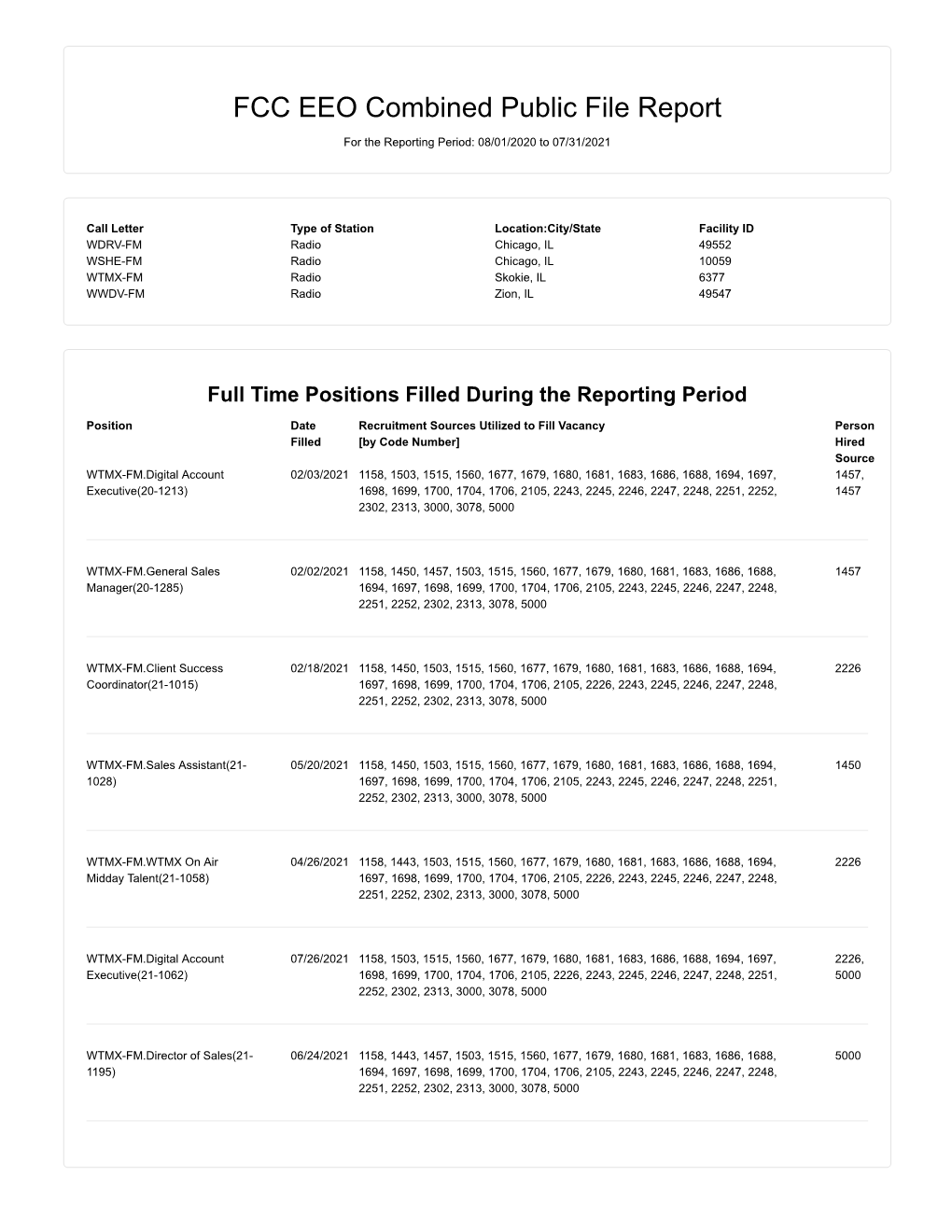 FCC EEO Combined Public File Report