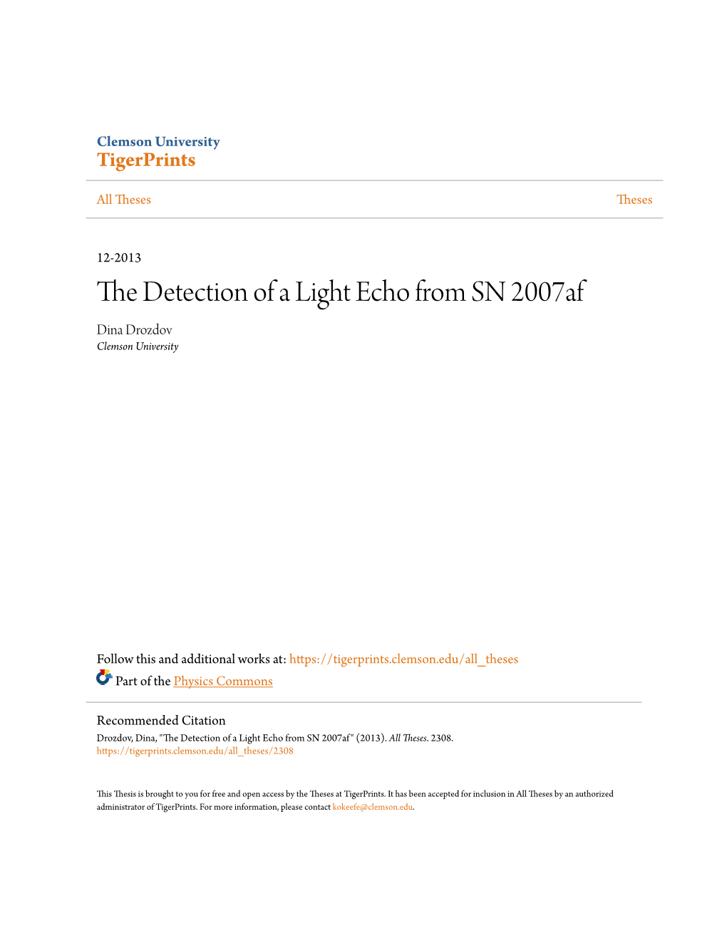 The Detection of a Light Echo from SN 2007Af