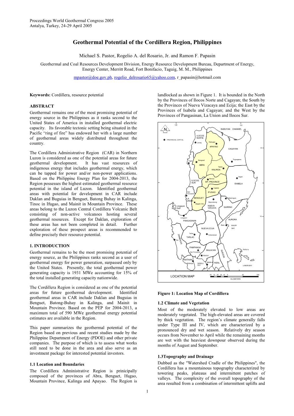 Geothermal Potential of the Cordillera Region, Philippines