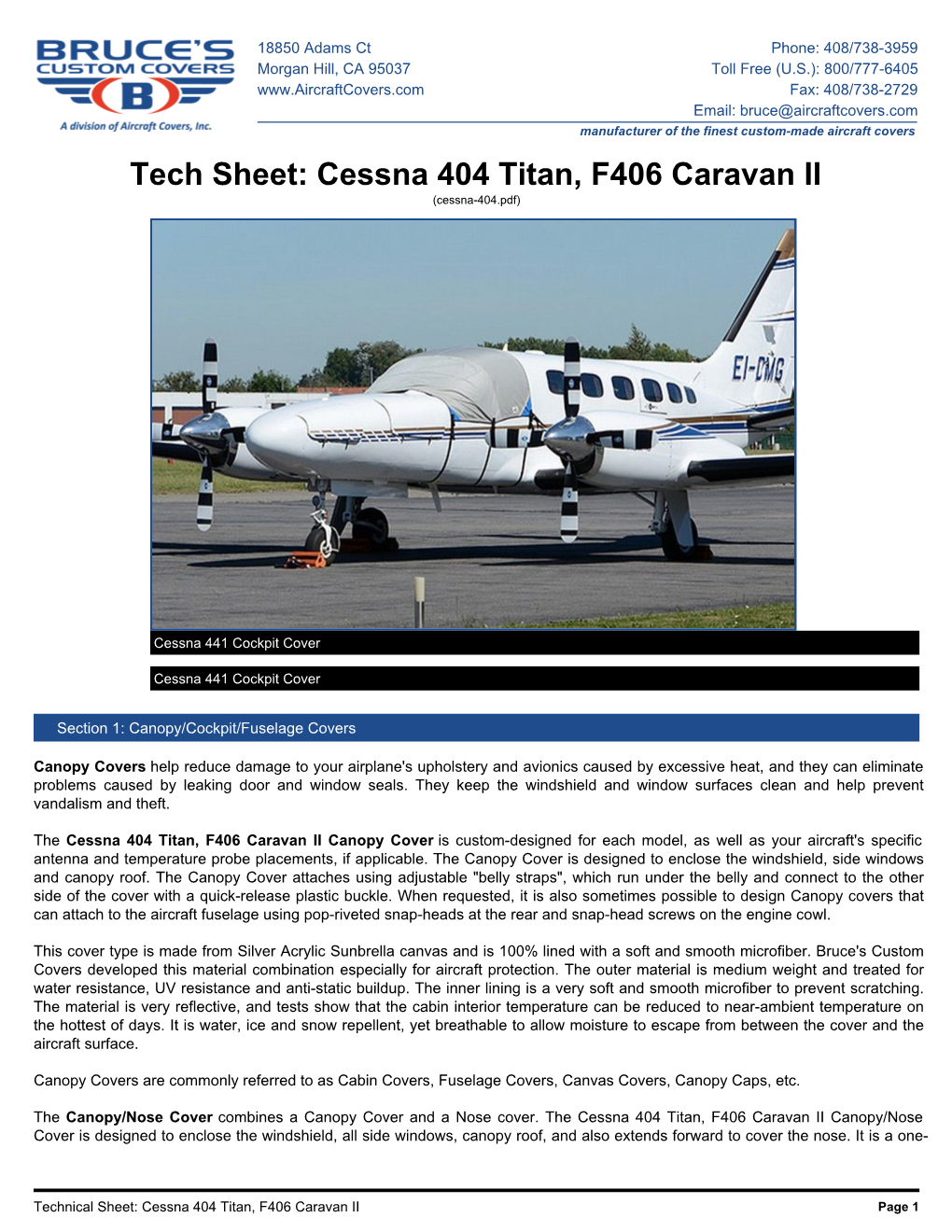 Cessna 404 Titan, F406 Caravan II: Covers, Plugs, Sun Shades & More