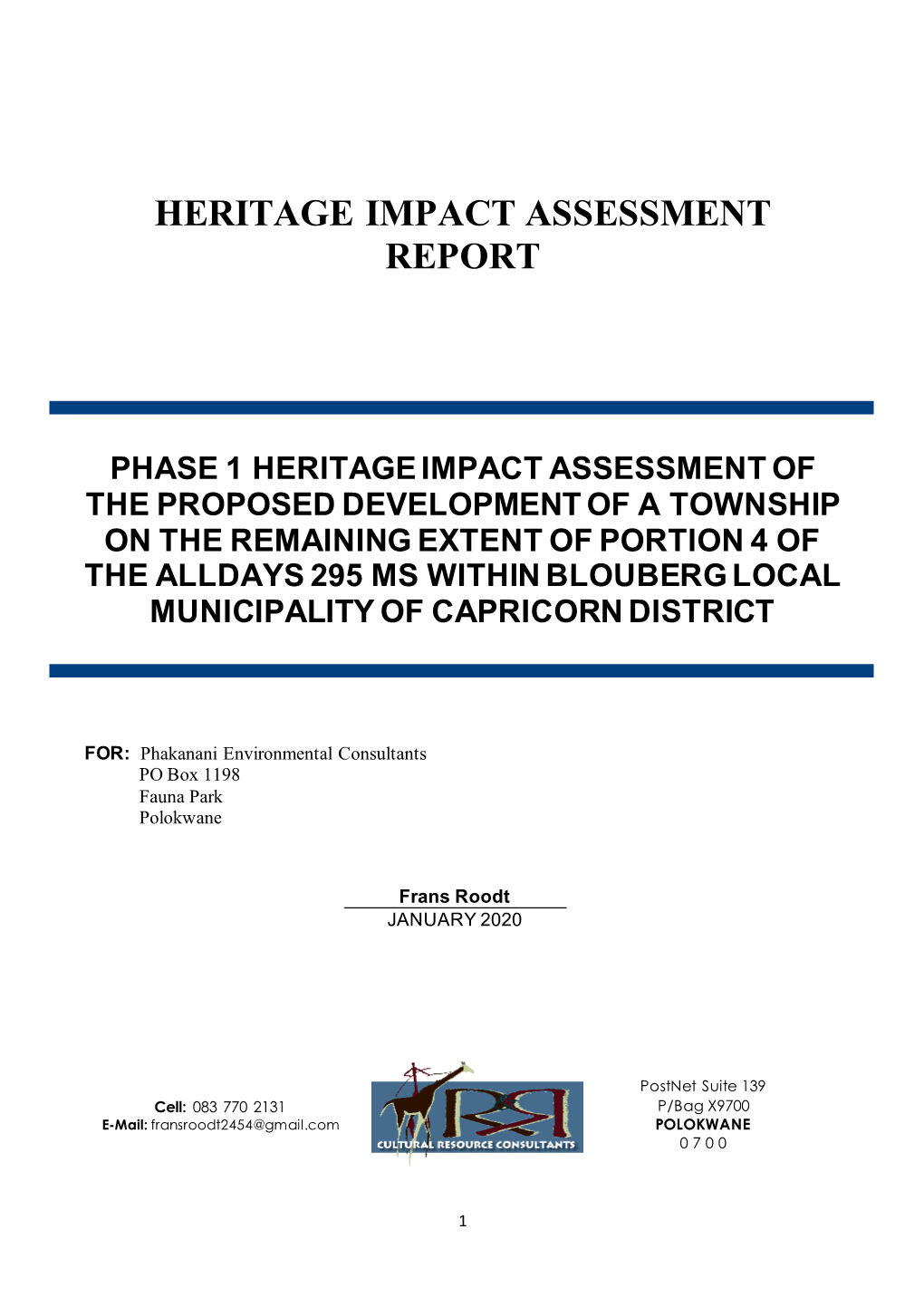 Heritage Impact Assessment Report