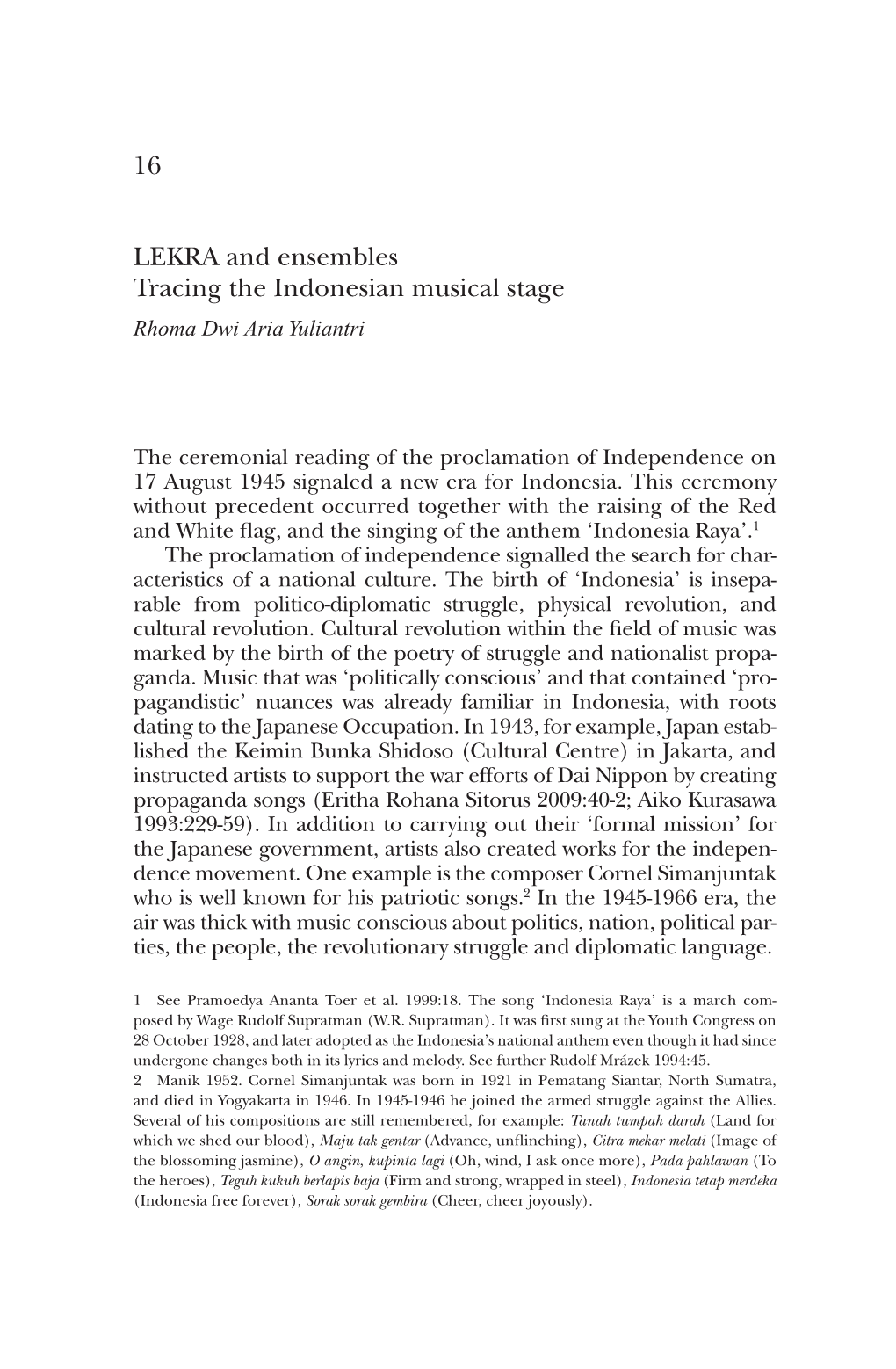 16 LEKRA and Ensembles Tracing the Indonesian Musical Stage