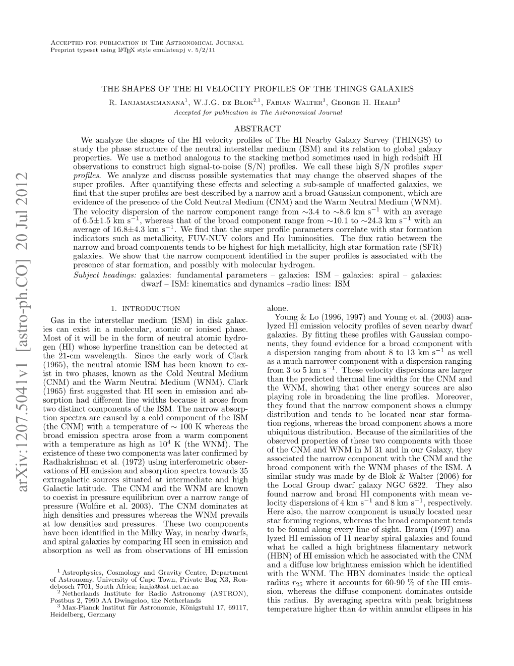 Arxiv:1207.5041V1 [Astro-Ph.CO] 20 Jul 2012 Galactic Latitude