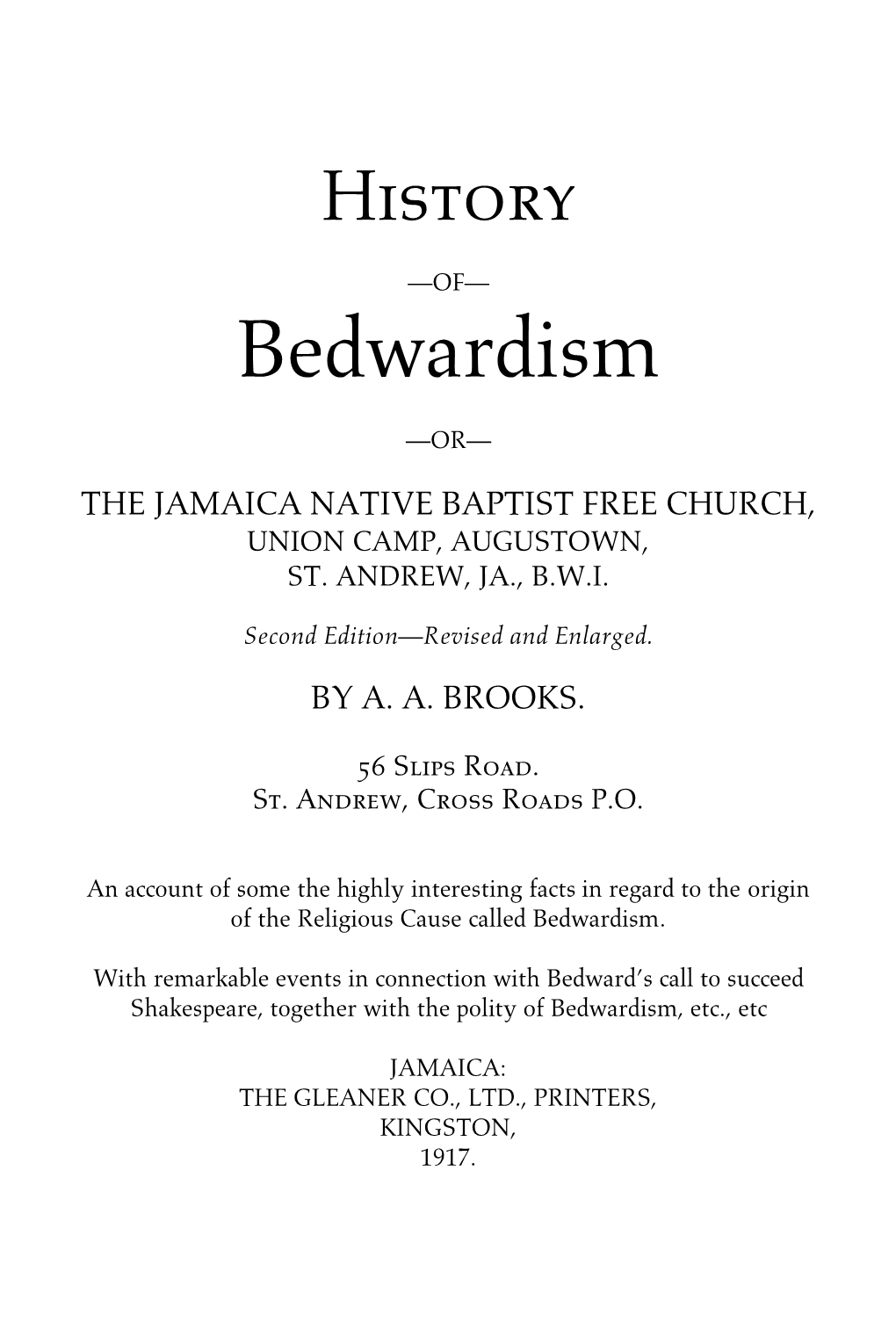 A History of Bedwardism