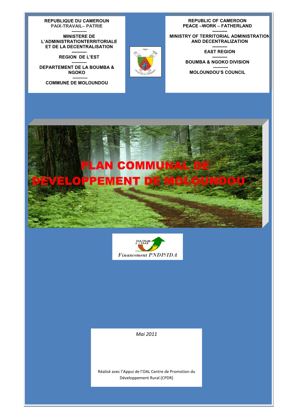 Plan Communal De Developpement De Moloundou