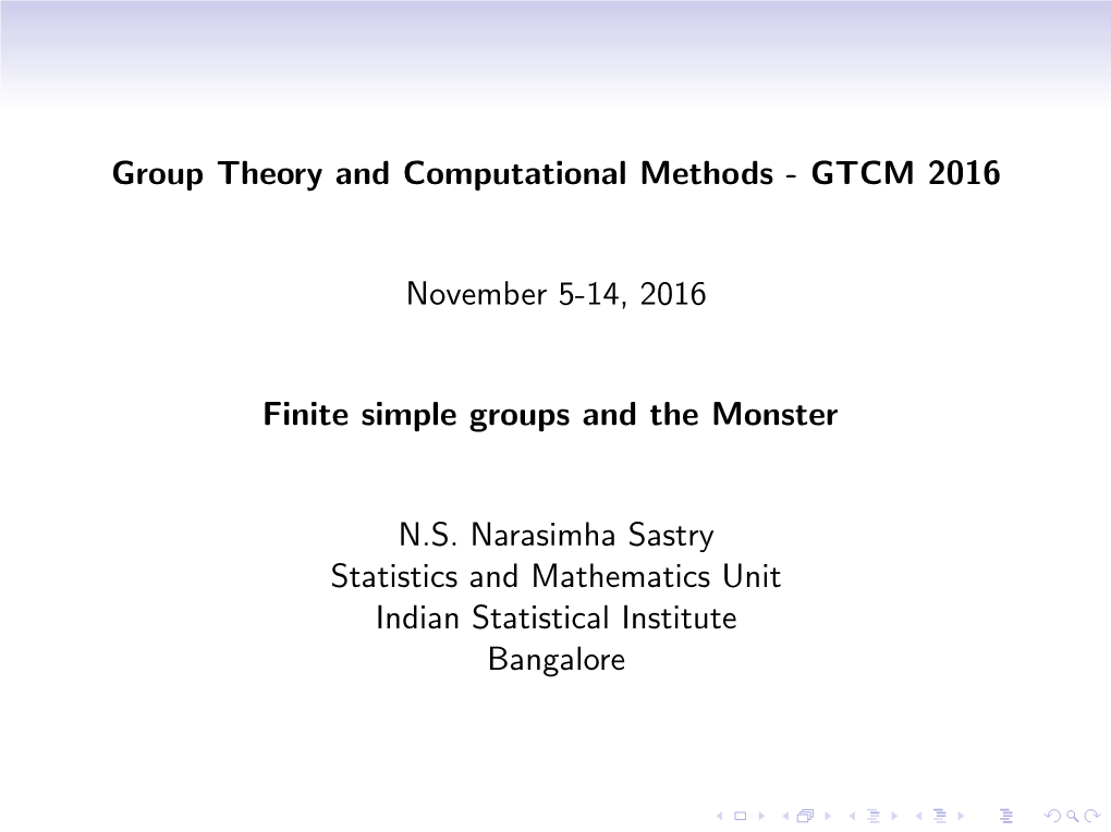 Group Theory and Computational Methods - GTCM 2016