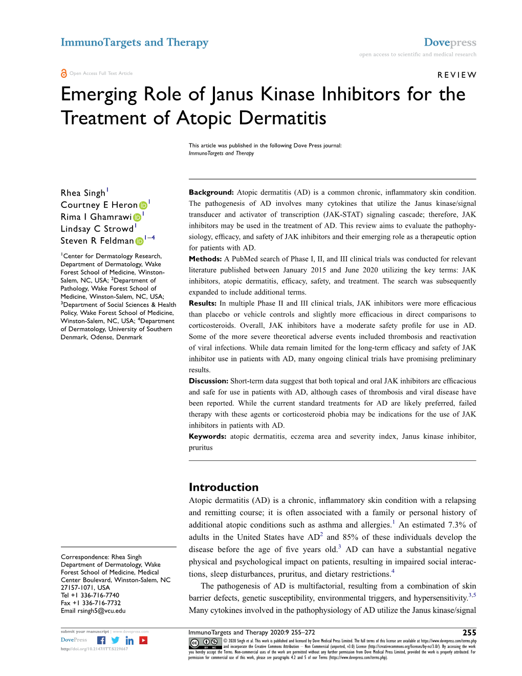 Emerging Role of Janus Kinase Inhibitors for the Treatment of Atopic Dermatitis