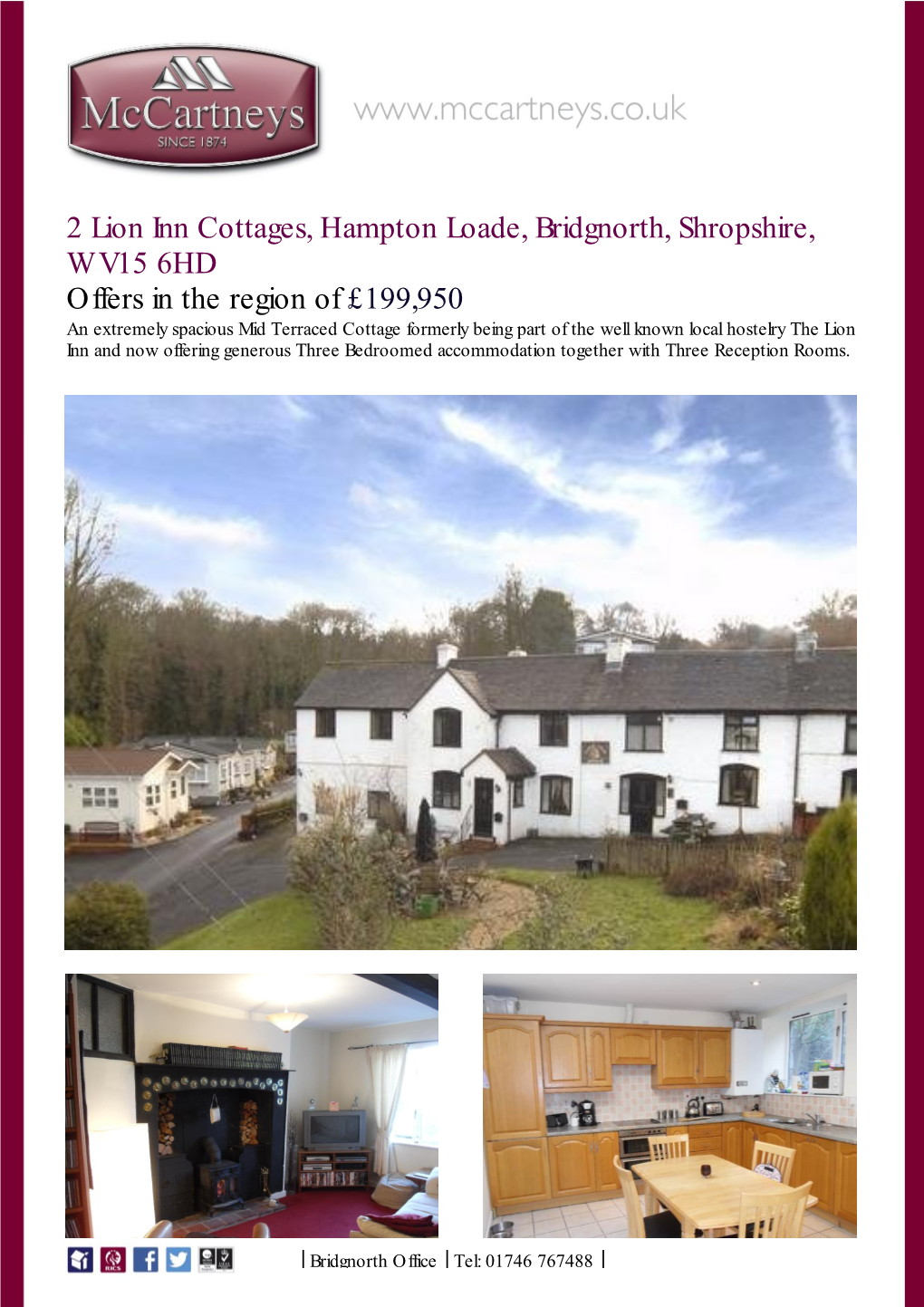 2 Lion Inn Cottages, Hampton Loade, Bridgnorth, Shropshire, WV15 6HD Offers in the Region of £199,950