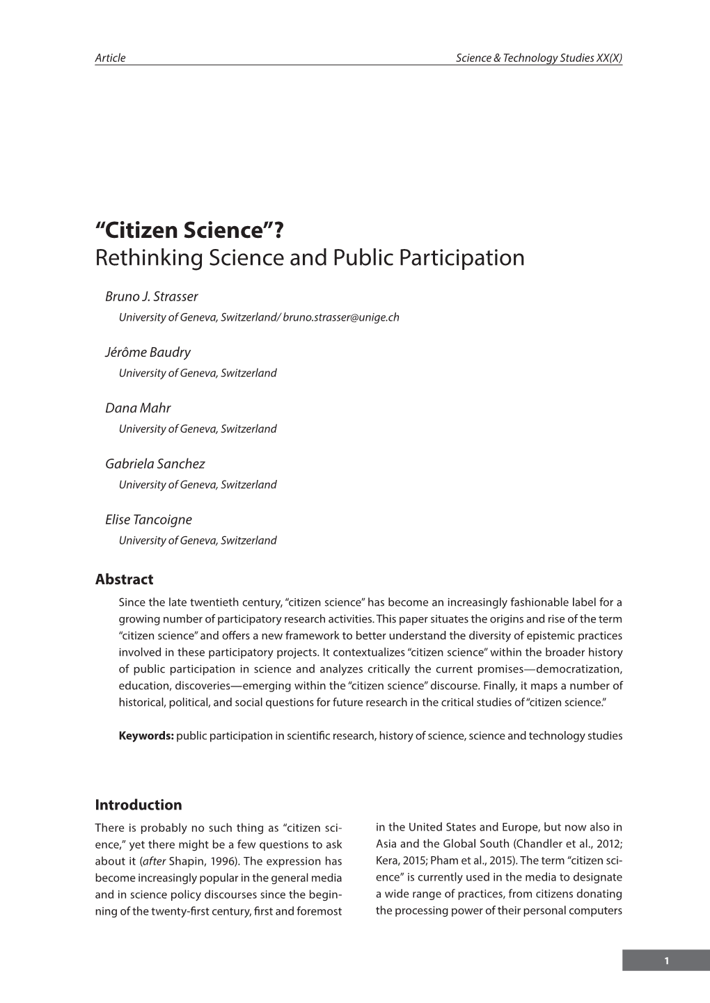 “Citizen Science”? Rethinking Science and Public Participation