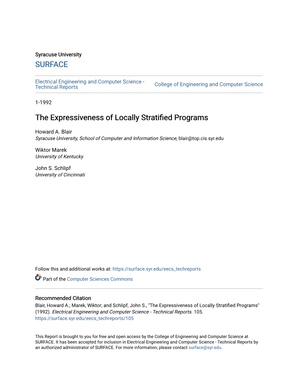 The Expressiveness of Locally Stratified Programs