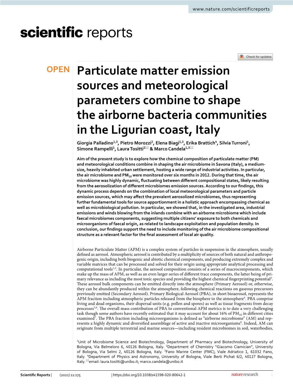 Particulate Matter Emission Sources and Meteorological Parameters