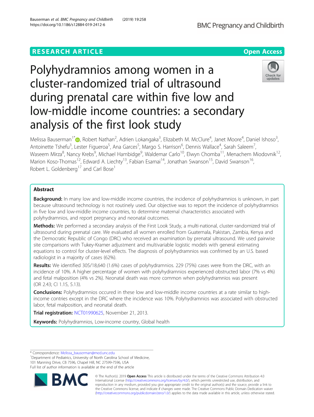 Polyhydramnios Among Women in a Cluster-Randomized Trial Of