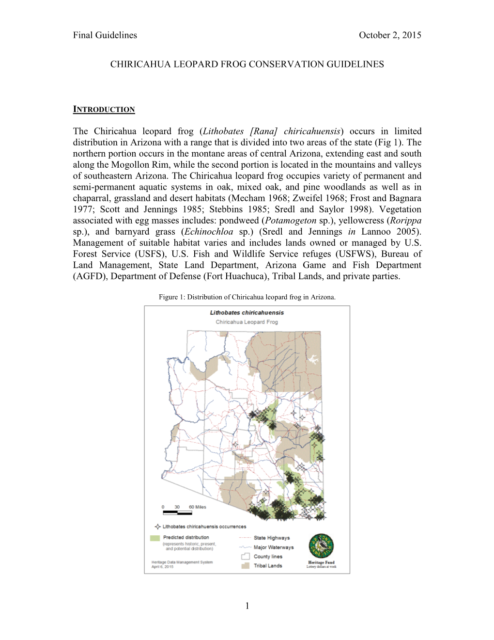 Chiricahua Leopard Frog Conservation Guidelines