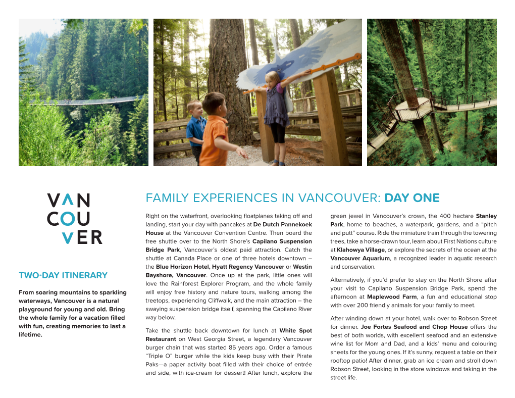 Family Experiences in Vancouver: Day One