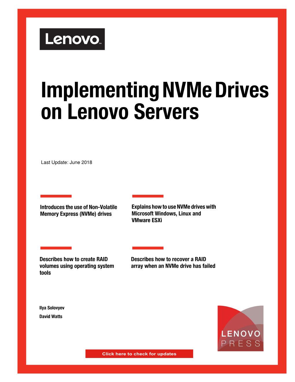 Implementing Nvme Drives on Lenovo Servers