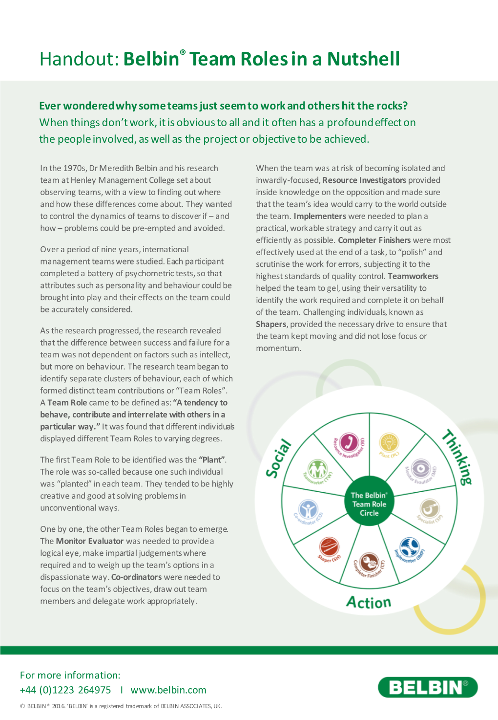 Handout: Belbin® Team Roles in a Nutshell