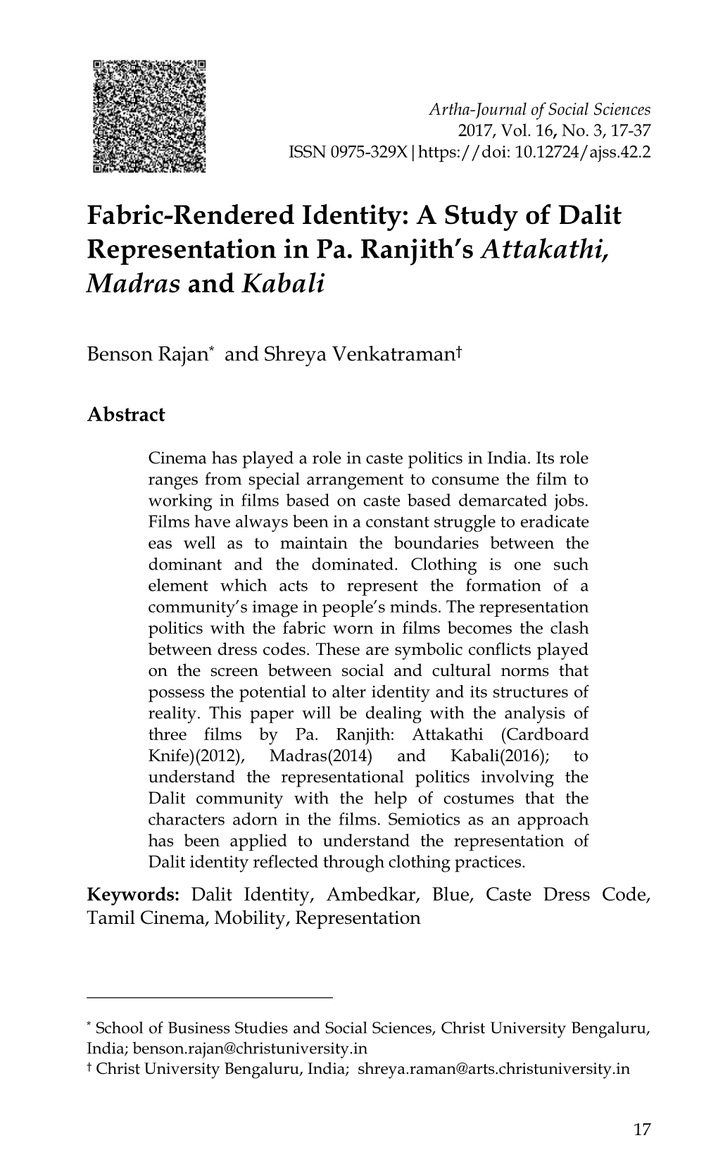 A Study of Dalit Representation in Pa. Ranjith's Attakathi