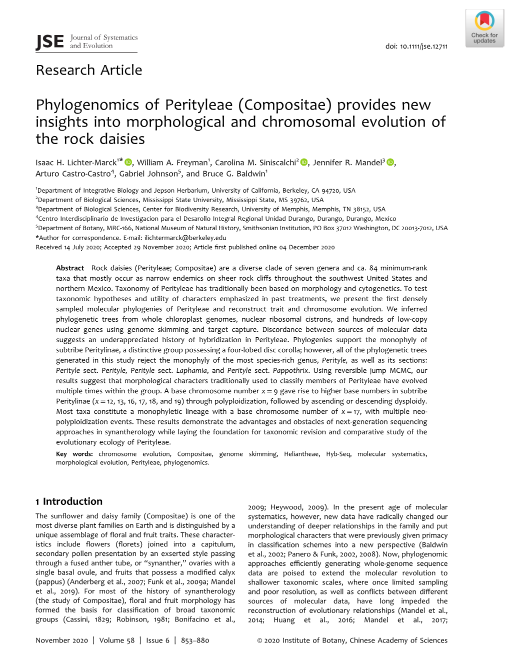 Phylogenomics of Perityleae (Compositae) Provides New Insights Into Morphological and Chromosomal Evolution of the Rock Daisies