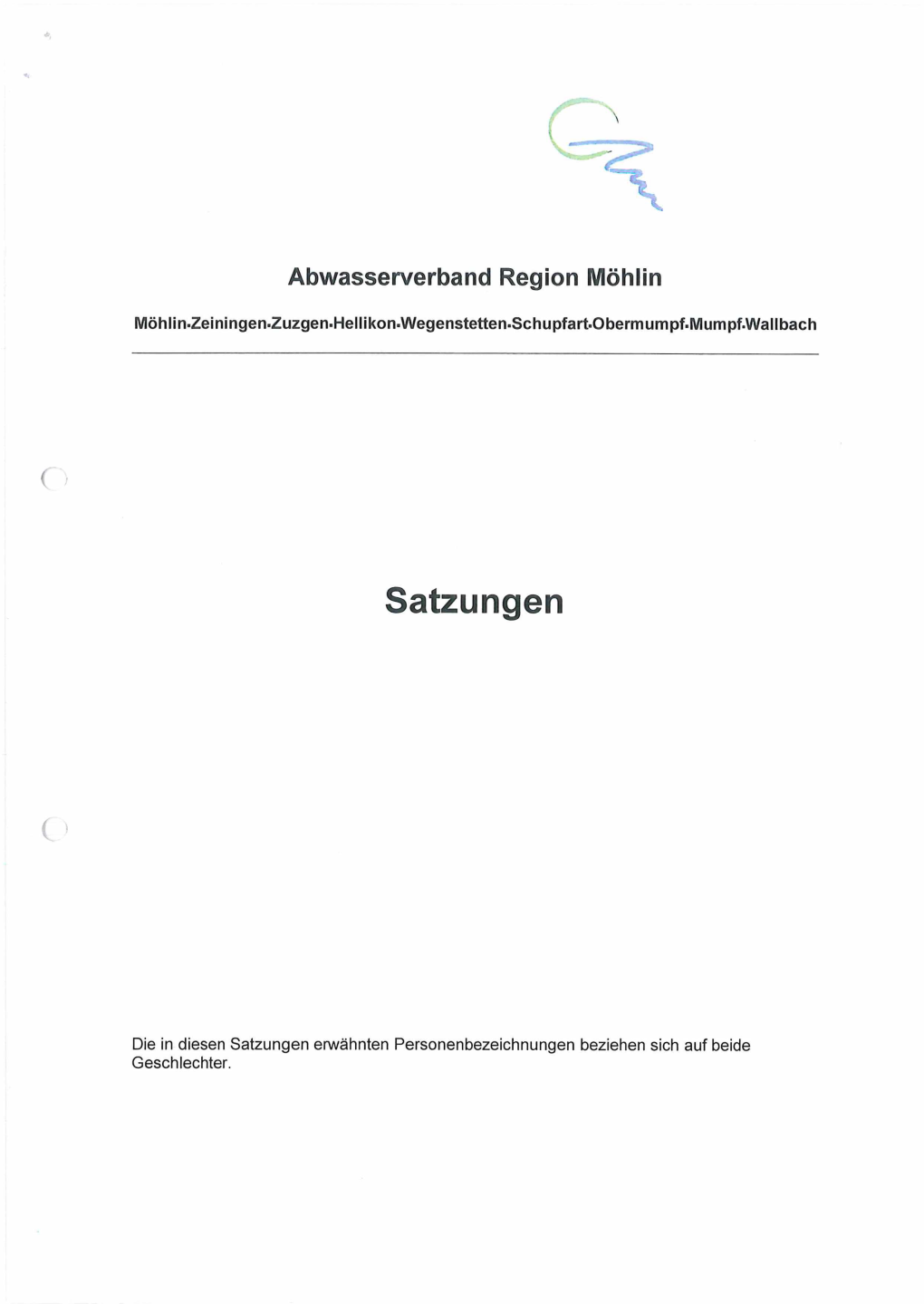 AVR Abwasserverband Region Möhlin; Satzungen
