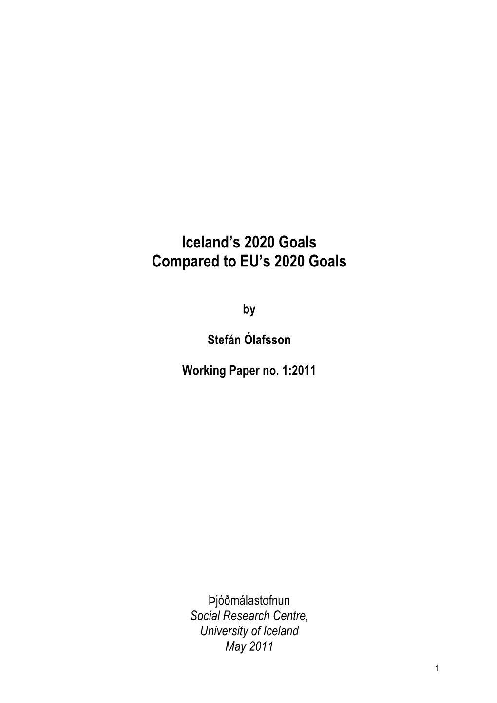 Iceland's 2020 Goals Compared to EU's 2020 Goals