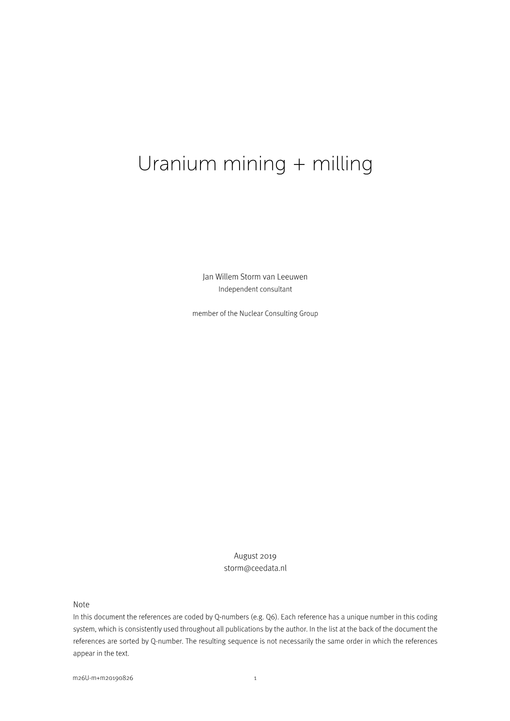 Uranium Mining + Milling
