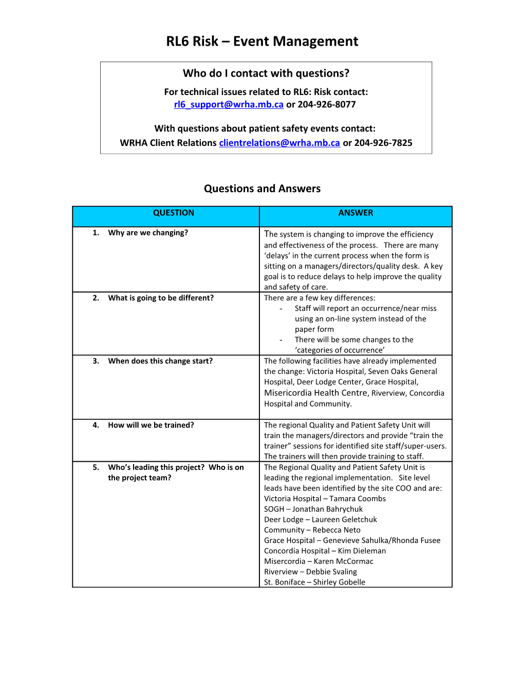 RL6 Risk Event Management