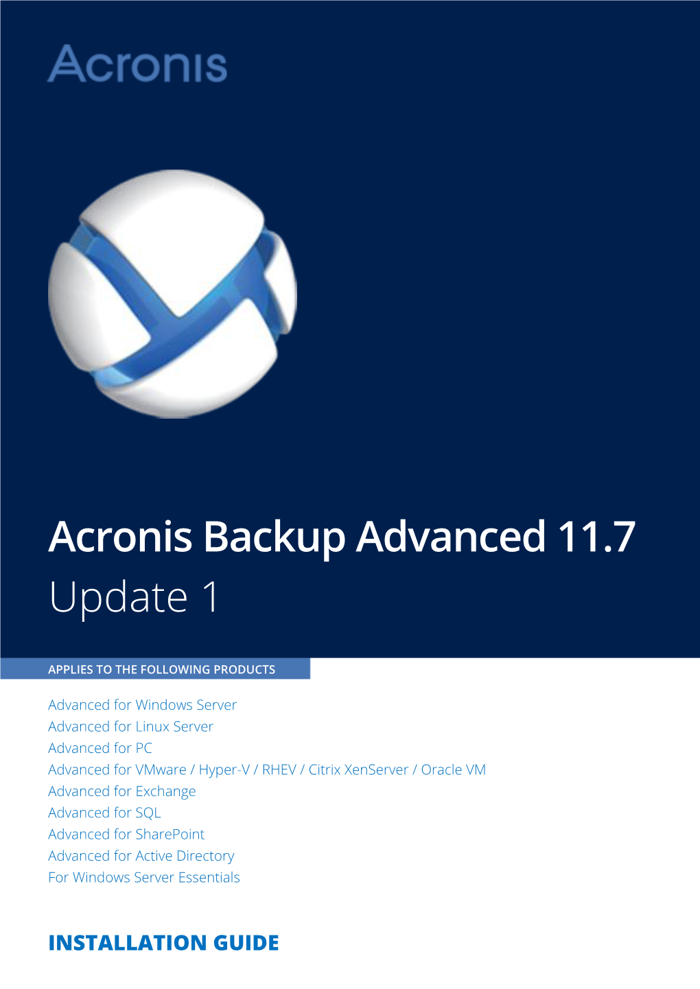 Acronis Backup Advanced 11.7 Update 1