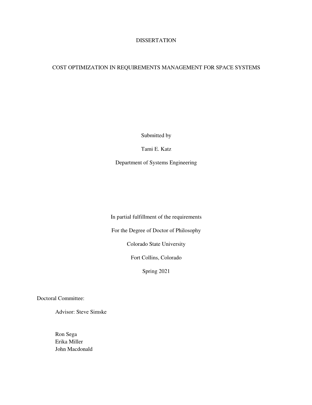 Dissertation Cost Optimization In