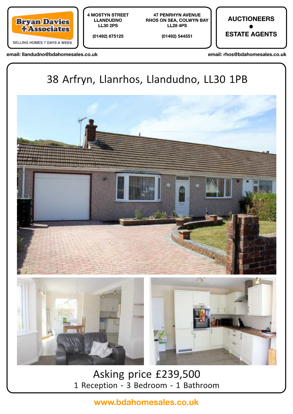 38 Arfryn, Llanrhos, Llandudno, LL30 1PB Asking Price £239,500