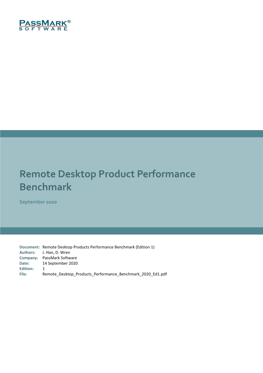 Remote Desktop Product Performance Benchmark 2020