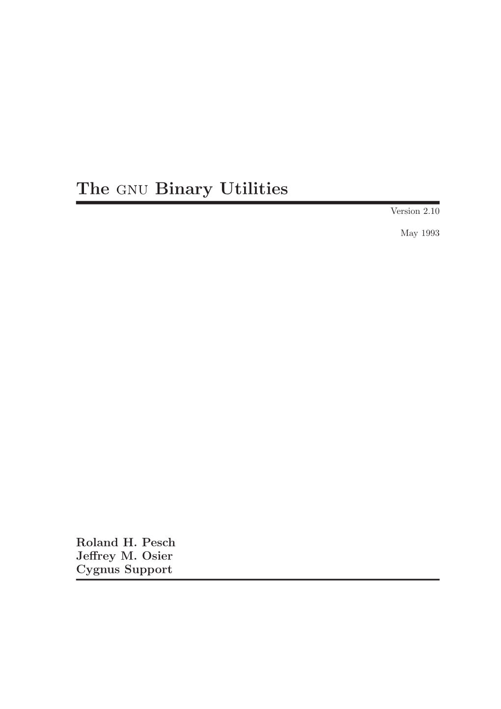 The Gnu Binary Utilities Version 2.10
