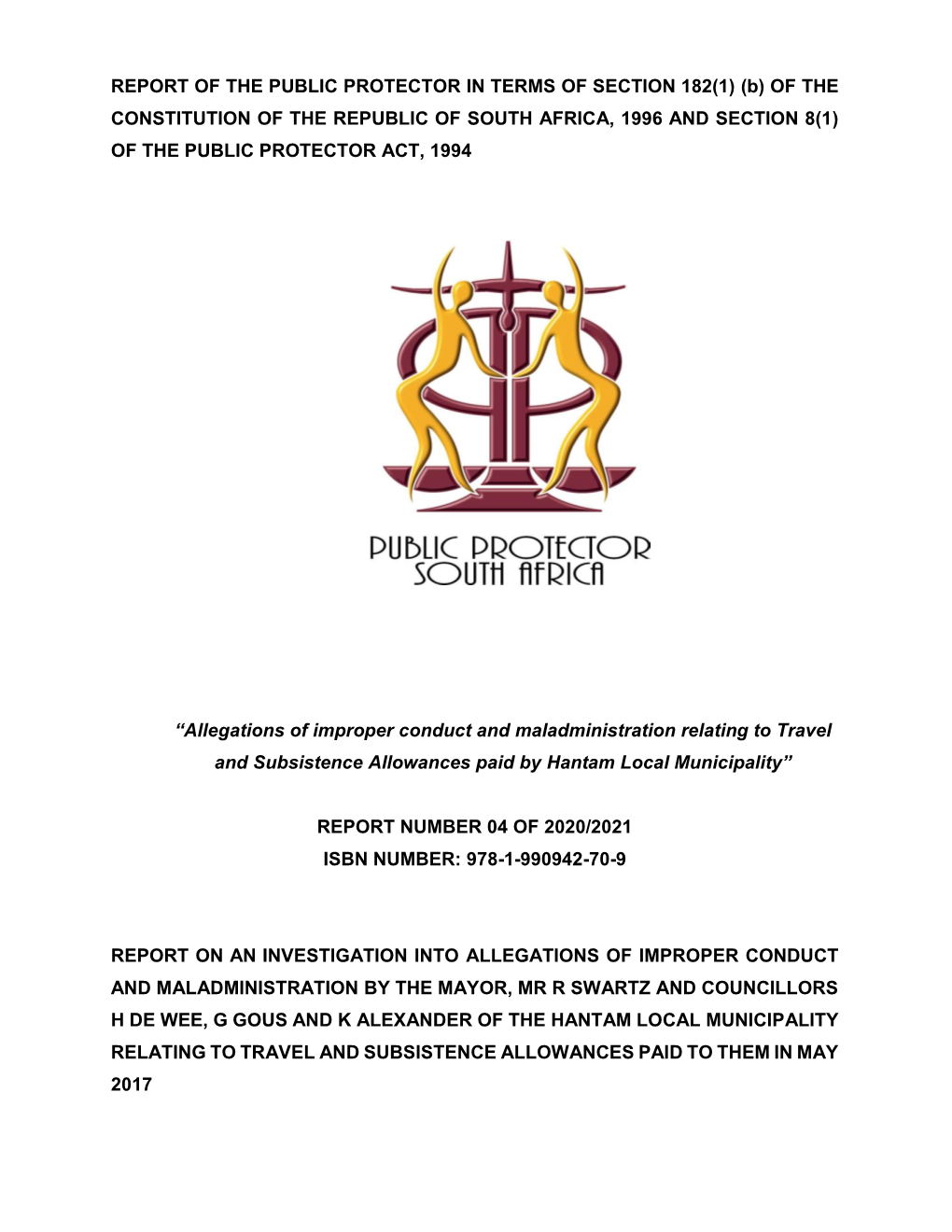 Report of the Public Protector in Terms of Section